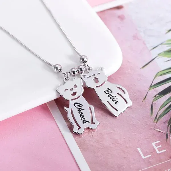 Personalized Pet Necklace with Custom Engraved Charms for Dog and Cat Lovers - Sterling Silver, Gold, Rose Gold Options - Image 8